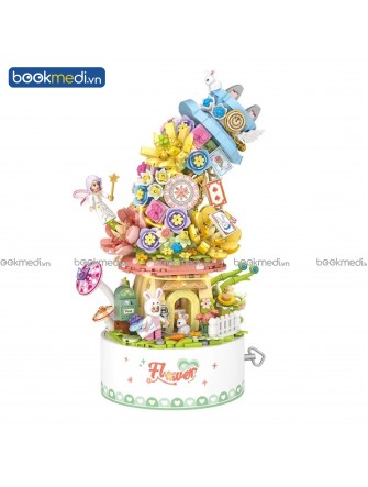 Đồ Chơi Lắp Ráp Mô Hình Hộp Nhạc Flower Music Box (Tặng Đèn LED) Hãng Loz